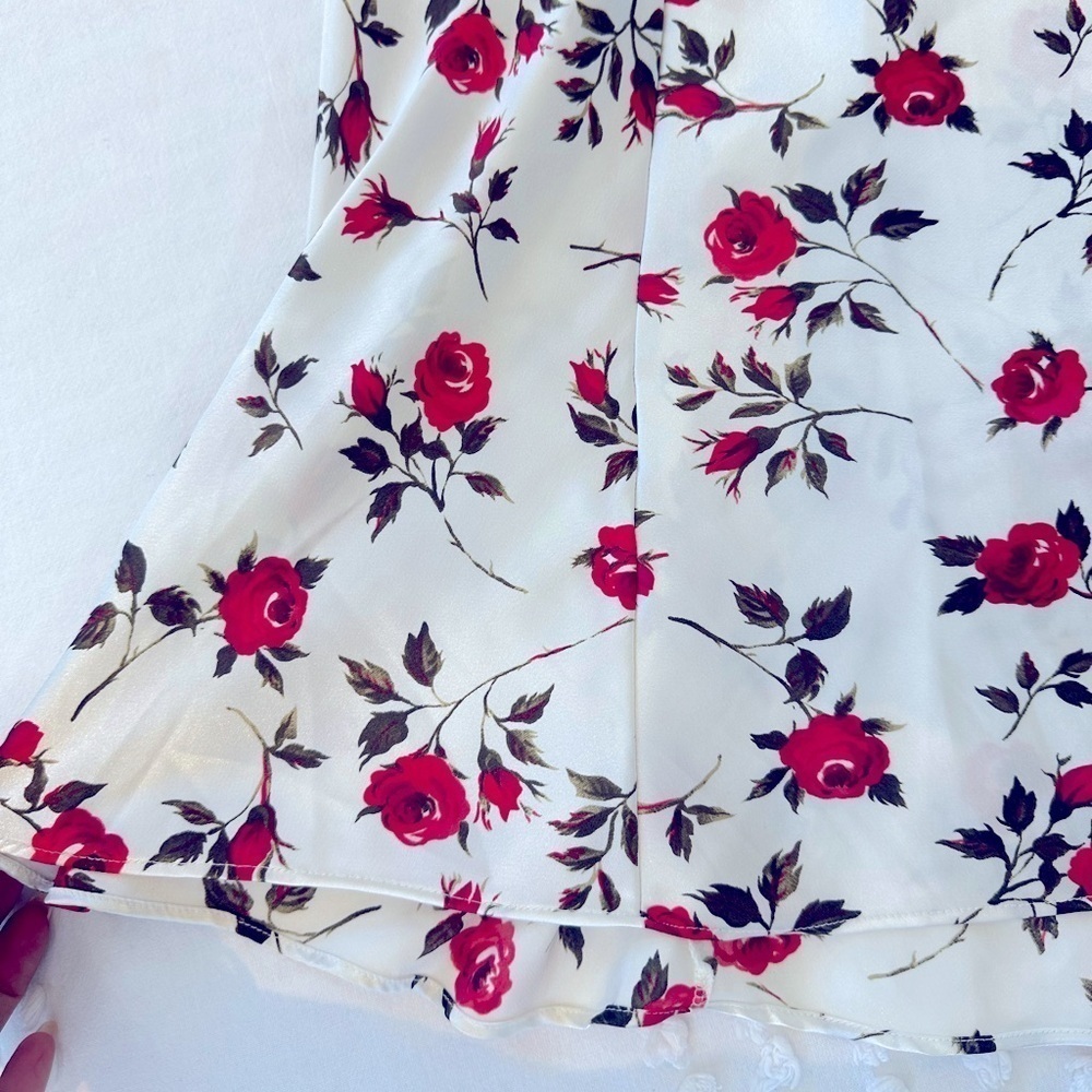 Vintage Y2K Coquette Satin Rose Print Slip Dress - Picture 8 of 12